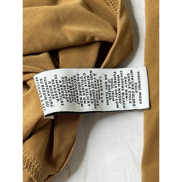 Carmen Marc Valvo Women Button Up Shirt Large Casual Long Sleeve Pockets Mustard - Picture 5 of 10